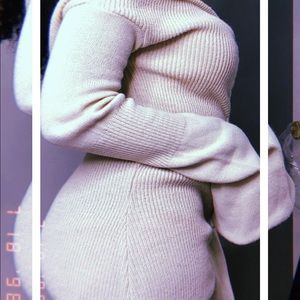 Runched Knit Sweater Dress